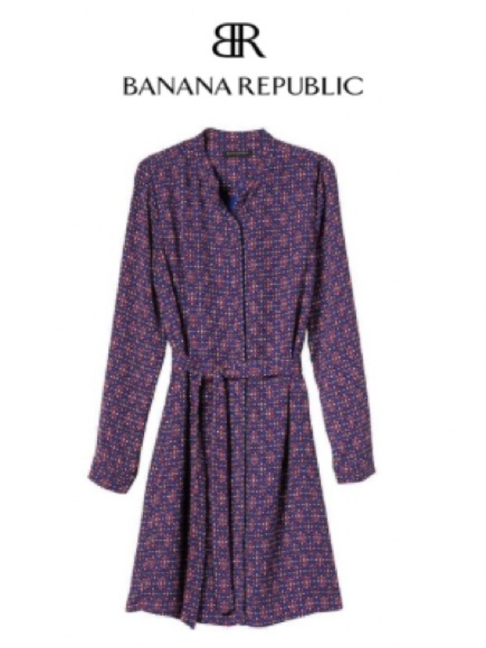 Banana Republic Long Sleeve Dress in Purple Print